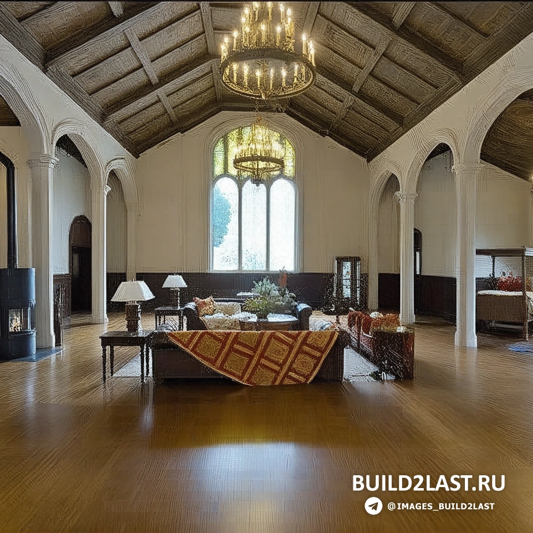 Интерьер церкви с витражами