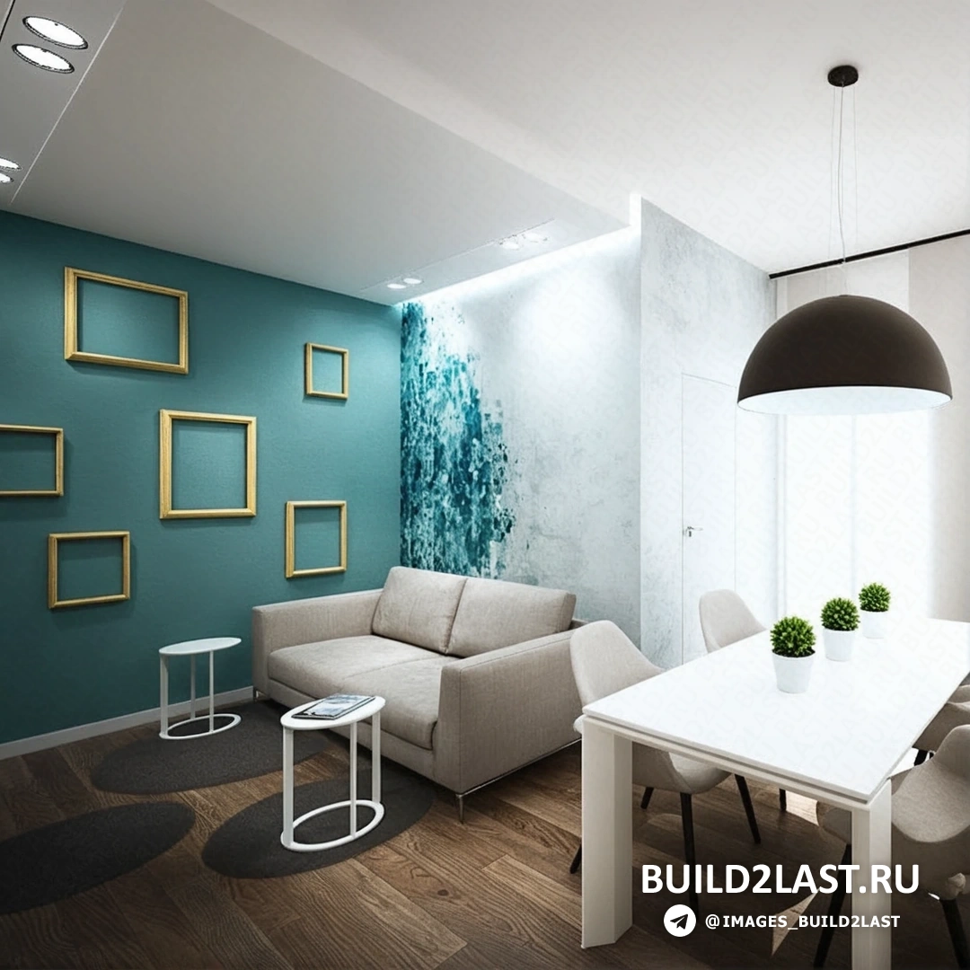 Спальня с бирюзовыми и черными акцентами, элегантными люстрами и эклектичными элементами декора.